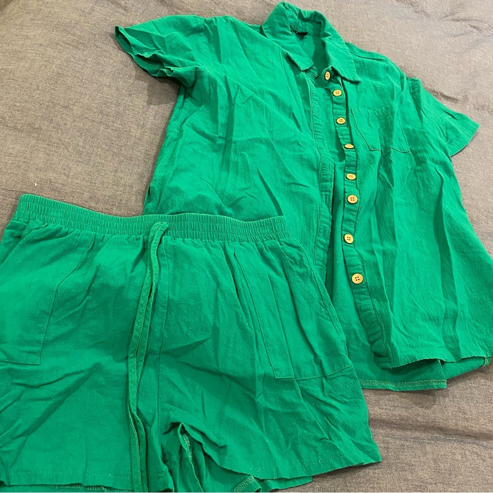 SHEIN | 2 Piece Linen Short Set (Size L)